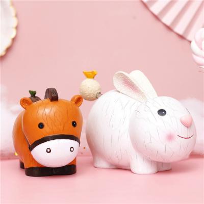 China Slow Cow Rabbit Cartoons Piggy Bank Piggy Bank Coin Bank Ornaments Decoration Time Amazon Birthday Gifts Kids Room Decor Accessories for sale