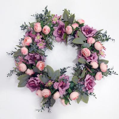 China Slow Decoration Time Amazon Garland Grass Circle Wedding Venue Artificial Layout Props Decoration Flower Plastic Door Knocker A Pendant for sale