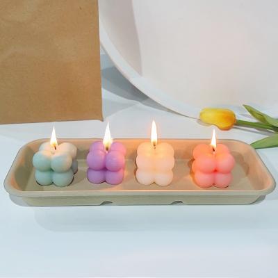 China Slow Decoration Time Amazon Birthday Gifts Open Office Home Decor Geometric Cube Round Wax Cube Candle Soy Wax Scented Aromatherapy Candle for sale