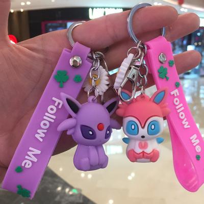 China Anime EEVEE Cartoon Doll Rubber Key Chain Hanging Model Accessories Amazon Time Bag Craft Gift Decoration Boy Cute Girl Slow Car Model Accessories for sale