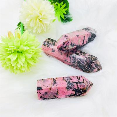 China Wholesale High Quality Natural Quartz Rhodonite Crystal Tower For Healing Point From Europe for sale