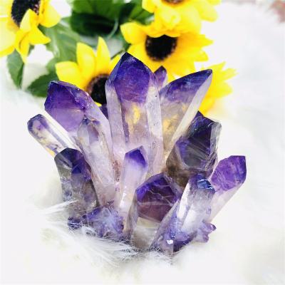 China Europe Crystal Mineral Specimen Purple Ghost Rough High Quality Wholesale Phantom Cluster For Decoration for sale