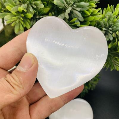 China Wholesale High Quality Healing Crystal White Selenite Heart Shape Energy Selenite From Europe for sale