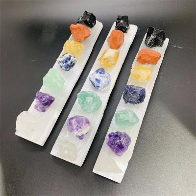 China Europe Wholesale Reiki Crystal 7 Chakra Stone Raw Wand Spiritual Selenite Filling Dish for sale