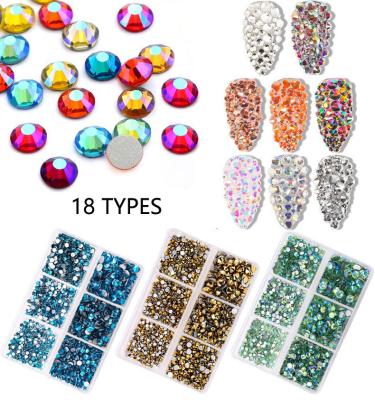 China Factory Wholesale Fashionable Shinny Flat 3d Diamond Glitter ab Crystal For Nail DIY Diamond Stone Shaped In 6 Grids Box Nail Art Rhinestone for sale