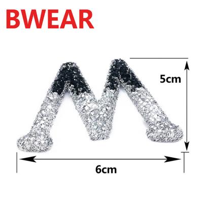 China high quality 3D rhinestone Appliques beaded custom large patches, stick on letter patches for sale