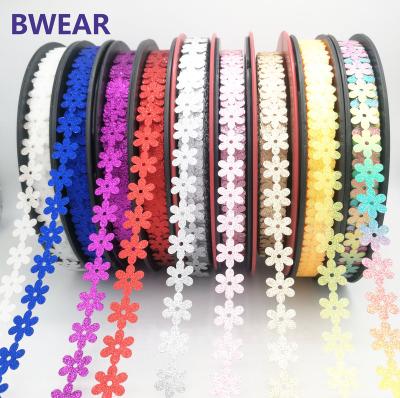 China New Fashion 15mm Luxury Glitter Powder Flower Cotton Ribbon Garment Accessories Lace Up, Cotton Lace Trim for sale