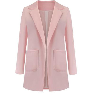 China New Women's Office Blazer Women's Casual Tops Lady Lapel Long Sleeve Coat Cardigan Suit Coat Solid Color Anti-Static Slim Jacket for sale