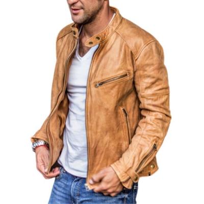 China 2021 viable autumn and new winter clothing youth foreign trade high-grade washed leather motorcycle leather jacket punk men for sale