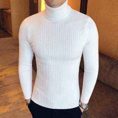 China Anti-Wrinkle 2021 Winter Highneck Warm Sweaters Casual Thin Knit Sweater For Men Turtleneck Sweater Men 5 Colors for sale