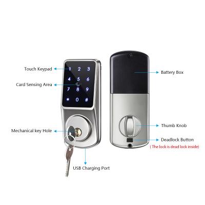 China Doorbell Aluminum Auto Anti-theft Fingerprint Smart Door Handle Lock for sale