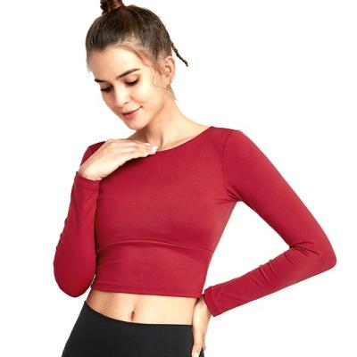 China Women's Single Back String T-Shirt Long Sleeve T-Shirts Breathable Luxury Breathable Gym Clothing for sale