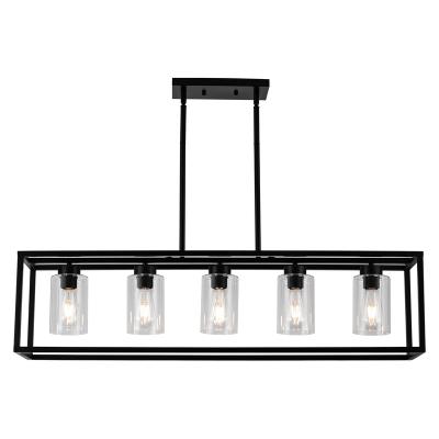 China Hot Selling Retro Farmhouse 5 Metal Color 5 Bulbs Black Farmhouse Chandelier Pendant Light en venta