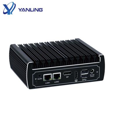 China Dual Lan Barebone System NUC PC Fanless Mini Computer Pure Aluminum Cheap Fanless PC for sale