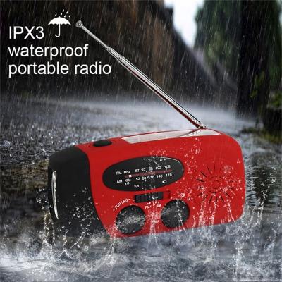 China AM/FM radio LED torch; Micro USB mobile charger; Solar panel ; Dooomore Crank in Pocket AM FM Flashlight Solar Powered Outdoor Waterproof Emergency Running Radio Portable Radio for sale