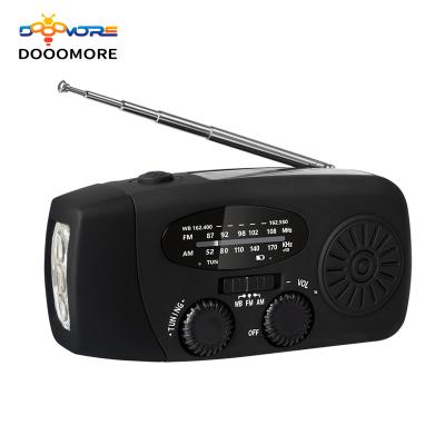 China AM/FM radio LED torch; Micro USB mobile charger; Solar panel ; Outdoor Weather Camping FM AM NOAA Emergency Hand Crank Dooomore Solar Hand Crank Radio with LED Flashlight 600mAh for sale