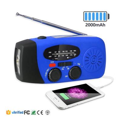 China 2000mAh; Charging Type C USB port; SOS alarm; Flashlight ; Power Bank Dooomore Sale Emergency Time Am Crank Speakers Mini Radio Portable Solar Dynamo Flashlight Solar Crank Radio for sale