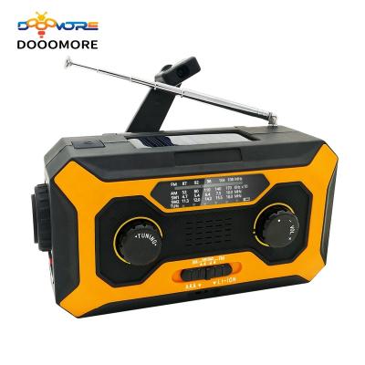 China SOS alert; Headphone jack; Power display; Dooomore Low Speaker Backup Crank AM/FM/WB/SW Solar Time Radio with LED Flashlight 2000mAh Power Bank for Smart Phone for sale