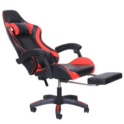 China Free Sample Dropshipping Adjustable PC Leather Silla Gamer Racing Computer Reclining Led Gaming Chair With Footstool for sale