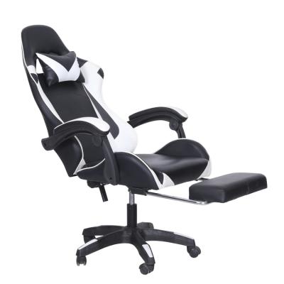 China Free Sample Dropshipping Adjustable PC Leather Silla Gamer Racing Computer Reclining Led Gaming Chair With Footstool for sale