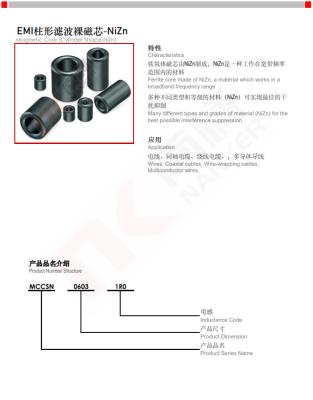 Cina Cavi NiZn Ferrite Core Ring Cylinder Forma EMI Filter Bare Core Serie MCCSN ROHS in vendita