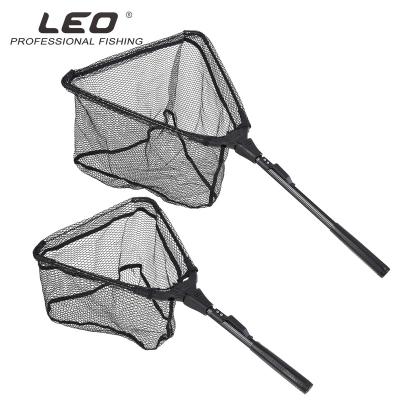 China LEOFISHING Portable Outdoor Quick Fishing Net 60/80cm Folding Landing Net Aluminum Alloy Folding Handle Fishing Net for sale