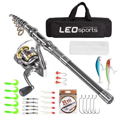 China Carbon Portable Telescopic Fishing Rod and Reel with Full Kits Carrier Bag for Travel Salt/Freshwater Combos Carbon Fiber Fishing Poles for sale