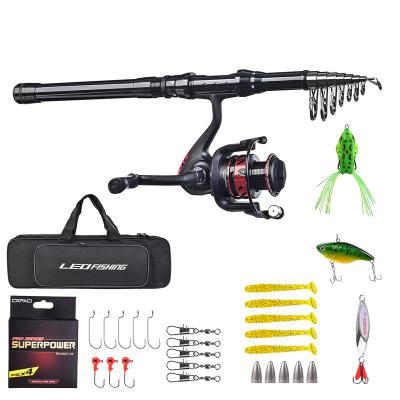 China Carbon Telescopic Fishing Rod and Reel Combos Set with Reel Fishing Tackle Kit Bag and Carrier Carbon Fiber Spinning Poles for sale