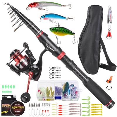 China Carbon Portable Telescopic Fishing Rod and Reel with Full Kits Carrier Bag for Travel Salt/Freshwater Combos Carbon Fiber Fishing Poles for sale