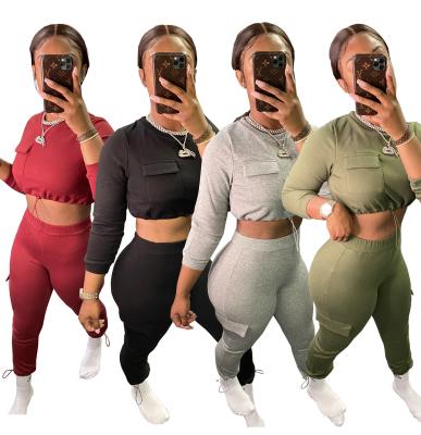 China New Plus Size Women's Joggers Crop Top 2 Piece Pants Sweatsuit Tracksuit Set Set Two Piece Pants Set For Women for sale