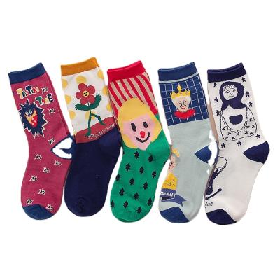 China Yiwu Custom Style Breathable Cartoon Women Crew Cute Colorful Cute Custom Knit Socks for sale