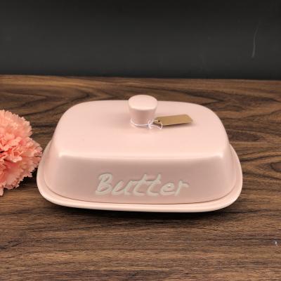 China New Products Western Food Porcelain Butter Stored Ceramic Box With Lid Tableware Household Butter Cheese Snack Dish Dish for sale