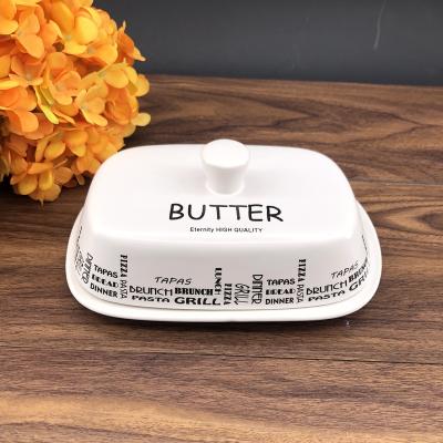 China New 2021 Products Western Food Porcelain Butter Stocked Tender Ceramic Boxes With Lid Tableware Household Butter Cheese Snack Dish Dish for sale