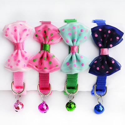 China Viable Adjustable Pet Cat Bow Tie Nylon Braided Collar With Bells for sale