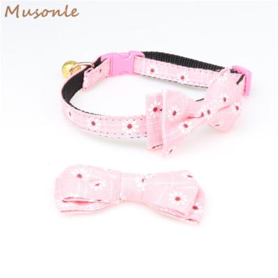 China Fashion Viable Nylon Webbing Small Dog Cat Collar With Elastic Belt And Bell for sale