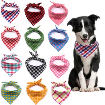 China Viable Dog Cat Summer Spring Saliva Towel Plaid Classic Checkered Dog Bandana Pet for sale