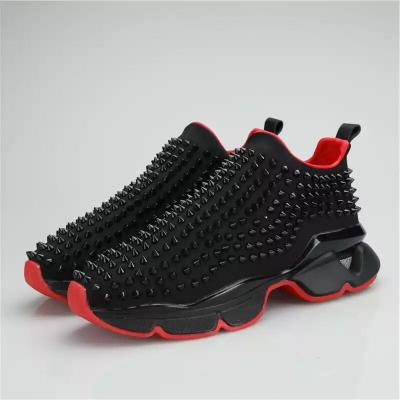 China 2021 Fashion Trend Brand Black Spike Sports Casual Breathable Soft Shoes For Women Thick-soled Slip-resistant Red Bottom Running Sneakers for sale