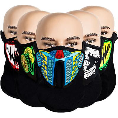 China Comfotable hotsale LED Light Up Party Masks Disguise Praise Mask Sound Activated Halloween EL Panel Mask For Praise Party for sale