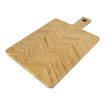 China New Design Disposable End Grain Bamboo Cutting Board With Handle Cutting Plate Kitchen Serving Charcuterie Cheese Board for sale