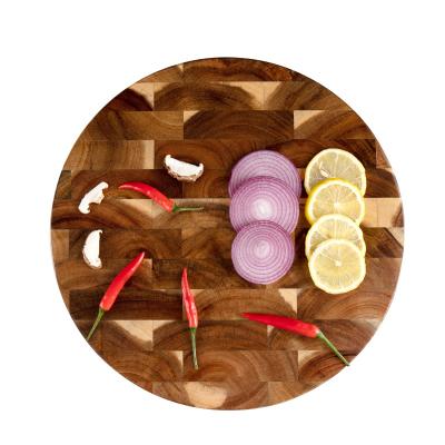 China Amazon End Grain Wood Cutting Plates Kitchen Sale Acacia Wooden Cutting Board Vegetable Charcuterie Food Round Custom Hot Disposable Meat for sale