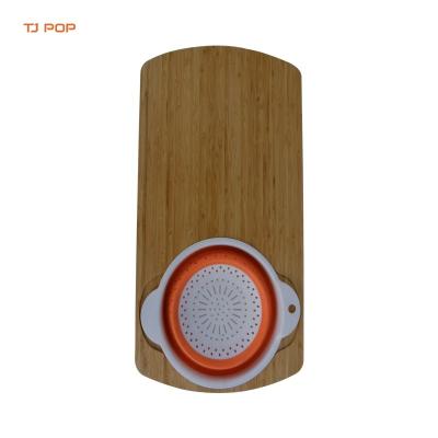 China Disposable Bamboo Cutting Board With Kitchen Collapsible Silicone Containers Collapsible Silicone Strainer With Chopper for sale