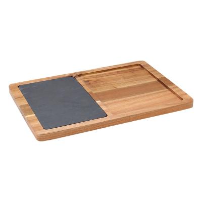 China Custom / Wholesale Disposable Acacia Wood Cheese Serving Board and Slate Cutting Board Stone Cutting Plate for sale