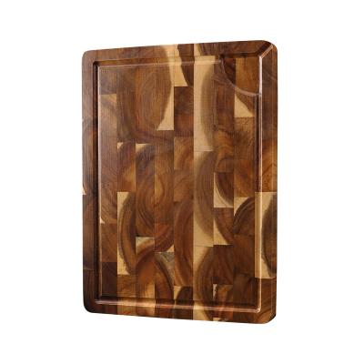 China Custom/Wholesale End Grain Kitchen Chopper Disposable Black Walnut Wooden Woodland Cutting Board With Juice Groove for sale