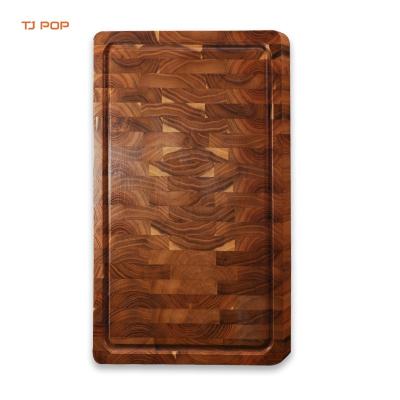 China New Design Disposable Teak End Grain Wood Cutting Board With Juice Groove Large Chopping Block Kitchen Butcher Wooden Cutting Boards for sale