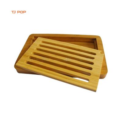 China High Quality Disposable Bread Chopper Slicer Bamboo Universal Wooden Bread Cutting Board With Crumb Tray for sale