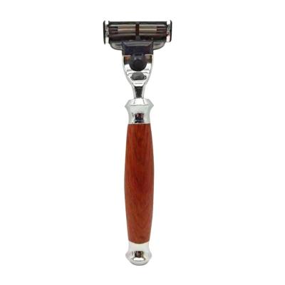 China Rose Wood Men's Triple Blade Shaving Kit / Triple Blade Safety Wholesale Barber Shaving Razor for sale