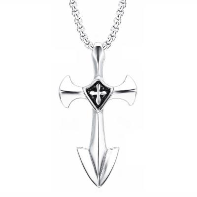 China Dropshipping Factory Wholesale Neo-Gothic Men's Gothic Cross Pendant Necklace Chain Accessories Big Large Customize for sale