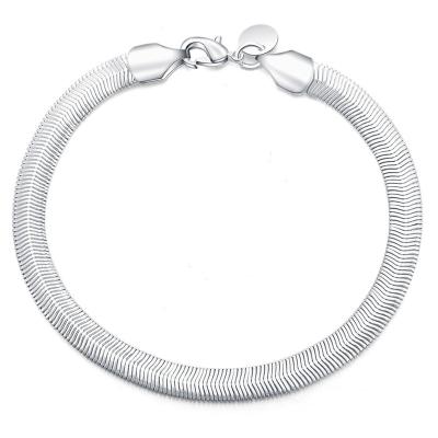 China 6MM Flat Snake Bone Snake Fashion Factory OEM Fashion Bracelet Chain Women 8 Inch Flat Men's Bracelet Custom Made Wholesale for sale