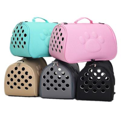 China Portable Detachable Pet Bag Carrier Pet Carrier Handbag Mesh EVA Breathable Comfortable Travel Bag for sale