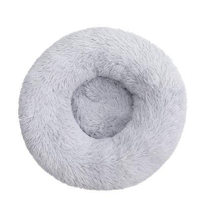 China 2021 Round Shape Faux Fur Pet Bed China Donut Cuddler Couch Breathable Calming Dog Beds for sale